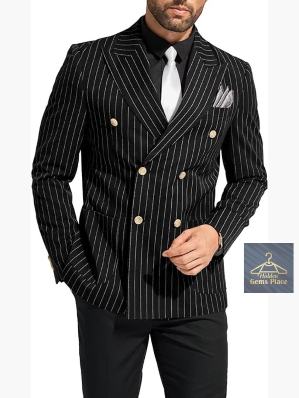 Slim Fit Pinstripe 2-Pc Suit Set Blazer & Pants Tuxedo Wedding Party